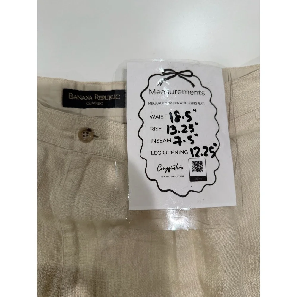 Banana Republic Classic Beige Cream Linen Pleated Mens Shorts size 38